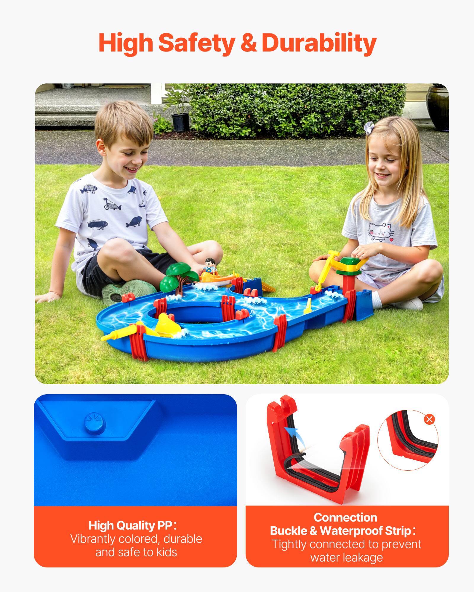 High Safety & Durability

High Quality PP: Vibrantly colored, durable, and safe for kids

Connection Buckle & Waterproof Strip: Tightly connected to prevent water leakage