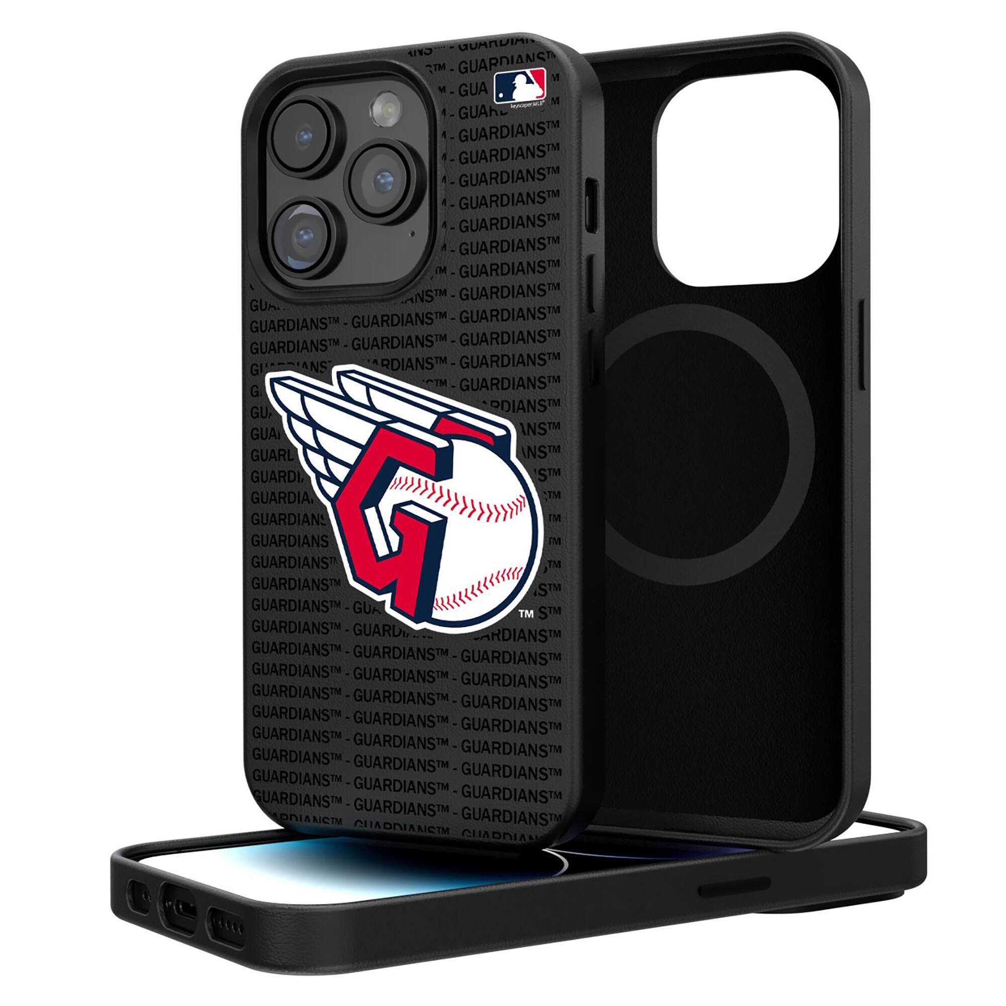 Keyscaper - MLB - Cleveland Guardians Primary Logo iPhone Magnetic Bump Case - 15 Plus - Black
