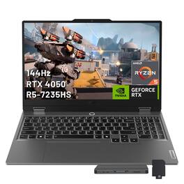 Lenovo - LOQ 15.6" Gaming Laptop,Ryzen 5 7235HS,64GB DDR5,4TB SSD+1TB Dock Set,GeForce RTX 4050,Backlit,Win 11,Grey - Gray