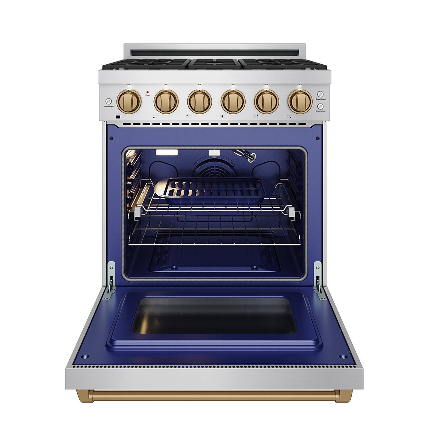 Alt View 6. Thor Kitchen - Gordon Ramsay Series by Thor Kitchen 4.55 Cu. Ft Freestanding Gas Range with Bronze Hardware - Stainless Steel.