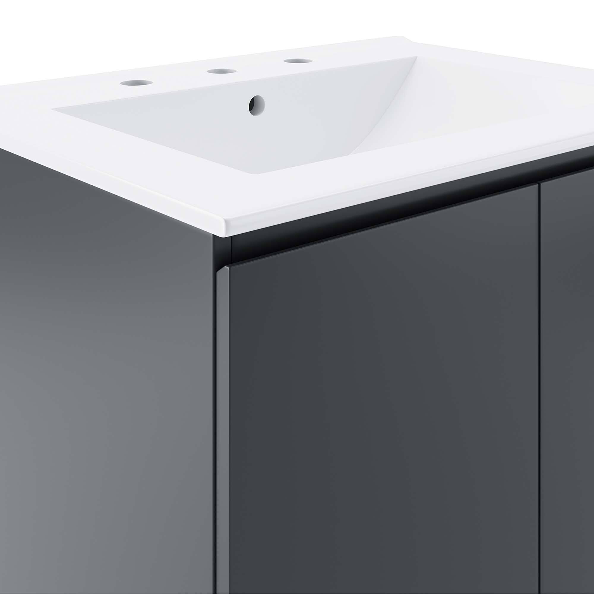 Alt View 5. Modway - Bryn Wall-Mount Bathroom Vanity Basin Included - Gray White.