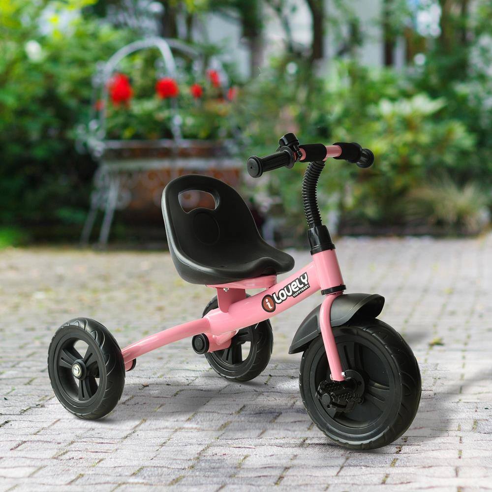 Angle. BreeBe - Qaba 3-Wheel Recreation Ride-On Toddler Tricycle with Bell Indoor / Outdoor - Pink.