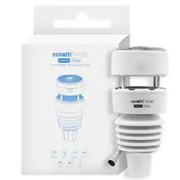 Shelly - Ecowitt WS90 7-in-1 Weather Station- Wind Monitoring, Haptic rain Detection, Temperature & Humidity Tracking - White