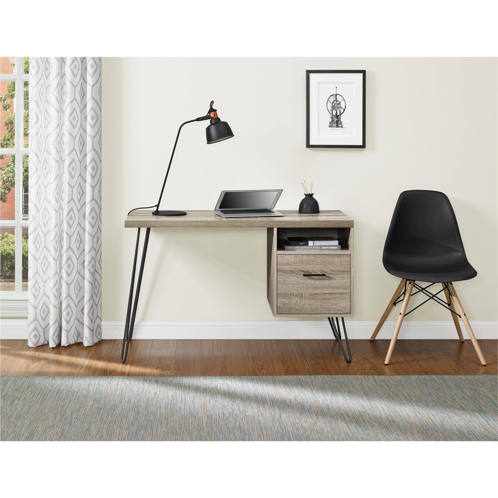 Left. Aukfa - Computer Desk - Compact 45"W Laminated Particleboard, 60lb Top Capacity, File Drawer & Open Cubby Storage.