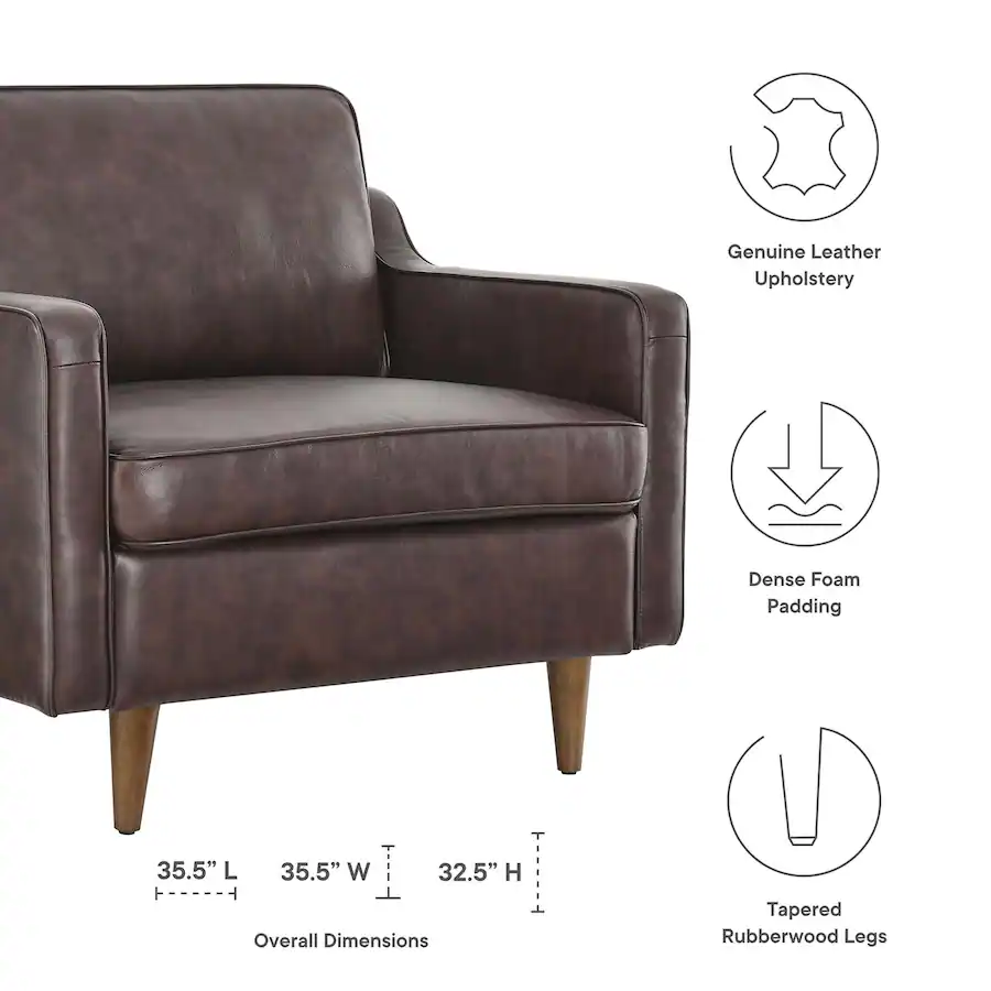 Impart Impart Genuine Leather Armchair by Modway Brown - Best Buy