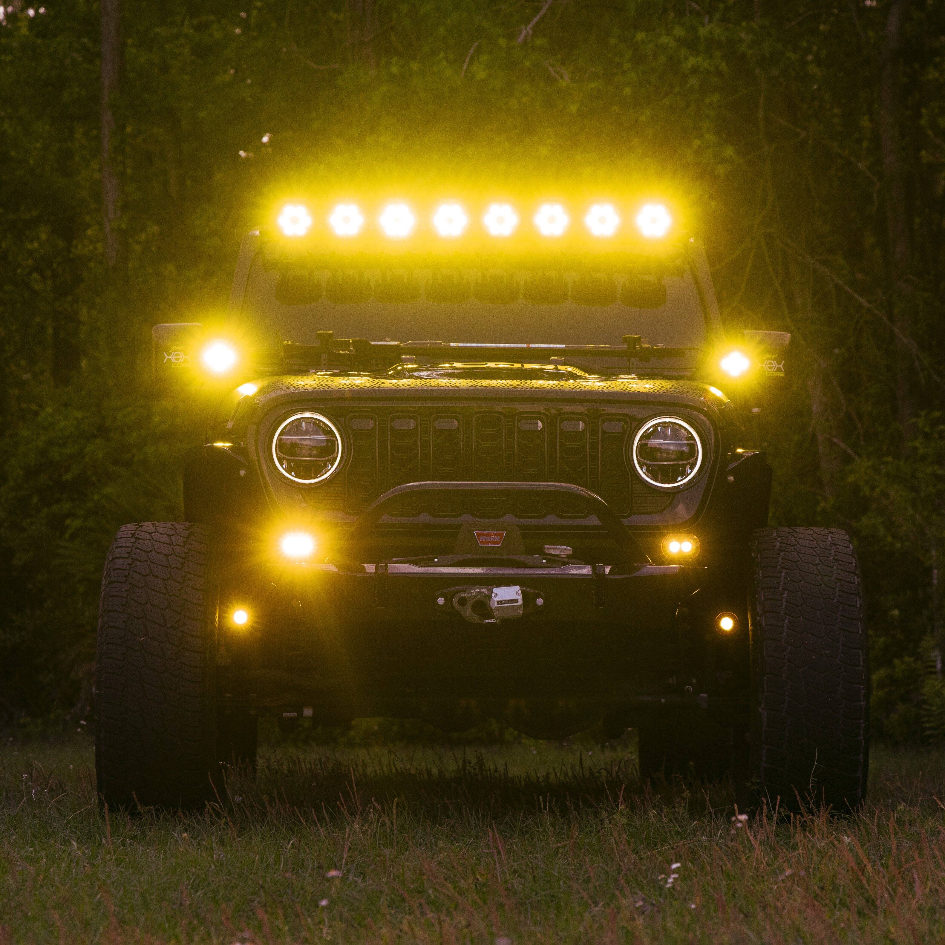 Alt View 7. Stinger - HEXCORE 2” Universal Off-Road LED Pod Lights (Pair), Amber/White Spot Beam for Cars, Trucks, Jeeps, UTVs, 4x4 Vehicles - Black.