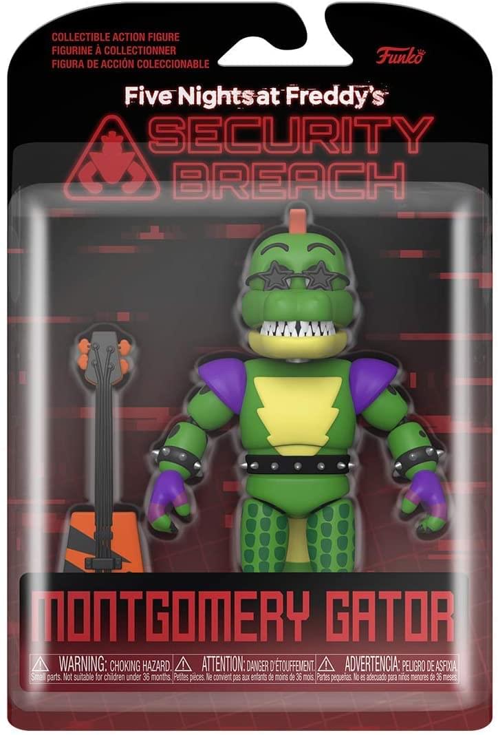 COLLECTIBLE ACTION FIGURE  
FIGURINE À COLLECTIONNER  
FIGURA DE ACCIÓN COLECCIONABLE  

Five Nights at Freddy's  
SECURITY BREACH  

MONTGOMERY GATOR  

WARNING: CHOKING HAZARD  
ATTENTION: DANGER D'ÉTOUFFEMENT  
ADVERTENCIA: PELIGRO DE ASFIXIA  

Small parts. Not suitable for children under 36 months.  
Petites pièces. Ne convient pas aux enfants de moins de 36 mois.  
Partes pequeñas. No es adecuado para niños menores de 36 meses.