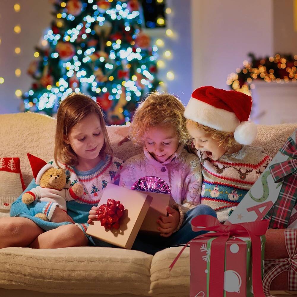 Angle. ACJPR - 3-Inch Plasma Ball Lamp Interactive Touch USB Powered 7-Color Changing Lights for Mood, Party, and Desk Decor.