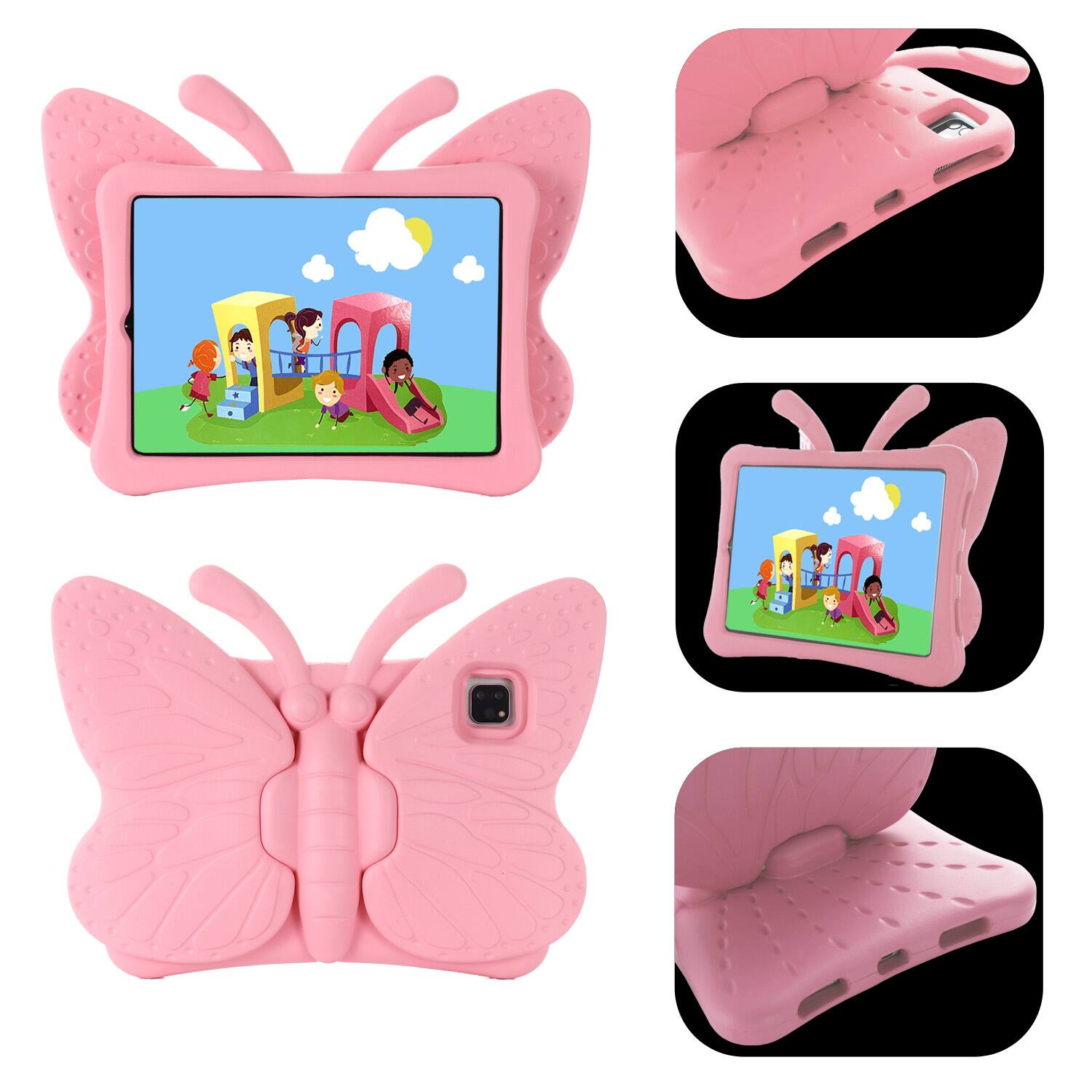 Back. Dteck - For Apple iPad (A16) 11" 2025 /10th Gen 2022 Kid Case Butterfly Kickstand Light EVA Full Body Drop Protective Cover - Pink.