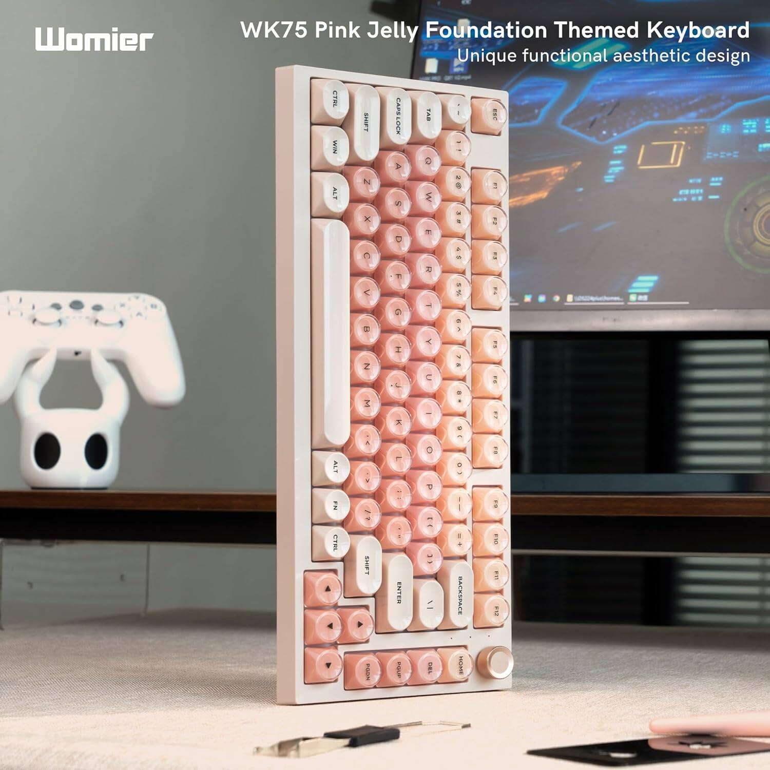 Womier WK75 Pink Jelly Foundation Themed Keyboard  
Unique functional aesthetic design