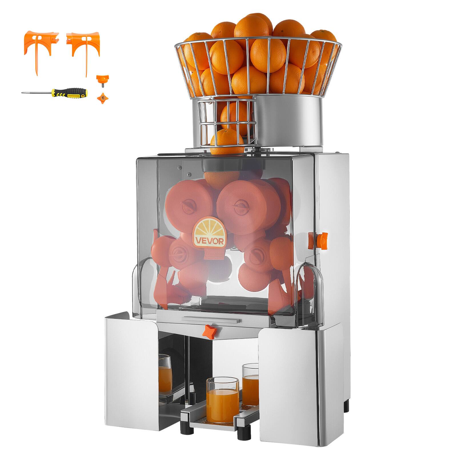 Alt View 5. VEVOR - Commercial Orange Juicer Machine, 120W Electric Automatic Orange Squeezer, Lemon Citrus Pomegranates Extractor - Orange;Silver.