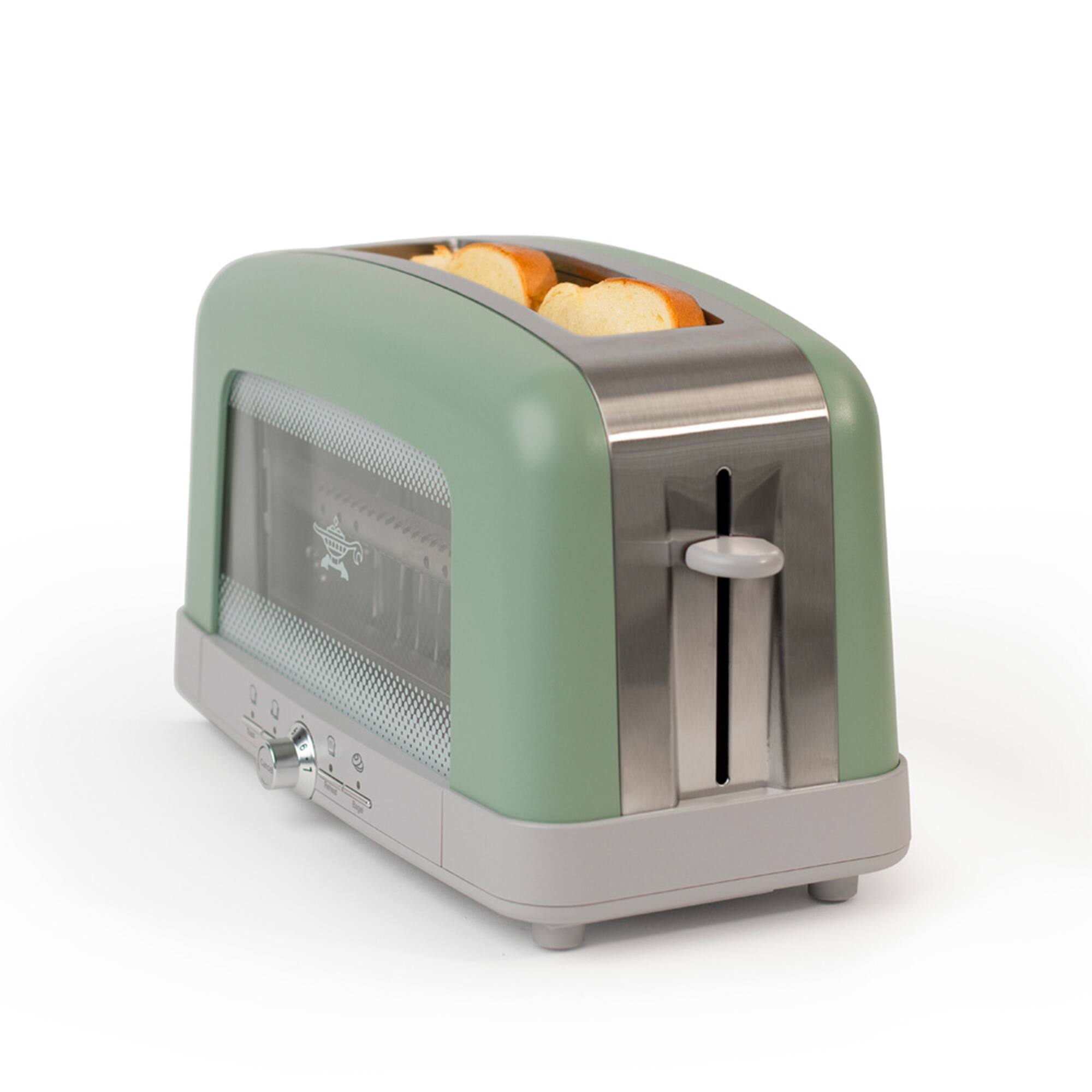 Alt View 8. HeatMate - HeatMate Graphite Technology 7 Setting Pop Up Toaster w/3 Functions & Bagel Mode - Olive/Brushed Nickel.