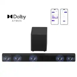 Ultimea - Poseidon M60 Boom 5.1ch Dolby Atmos Sound System, 340W Peak Power, 5 Full-Range Drivers, Wired Subwoofer - Black