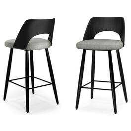 Simpli Home - Callie Contemporary 16 inch Counter Height stool (Set of 2) in Grey Polyester linen fabric - Gray