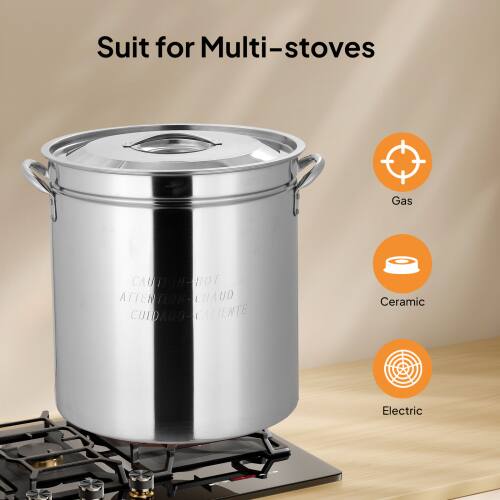 Alt View 5. Winado - 36QT Turkey Deep Fryer Pot with Lid and Basket Stainless Steel Seafood Boil Pot for Camping Picnic - Sliver.