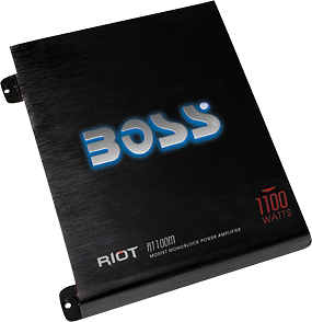 Angle View: Boss Audio R1100M Riot 1100W Monoblock A/B Car Audio Amplifier and Bass Remote