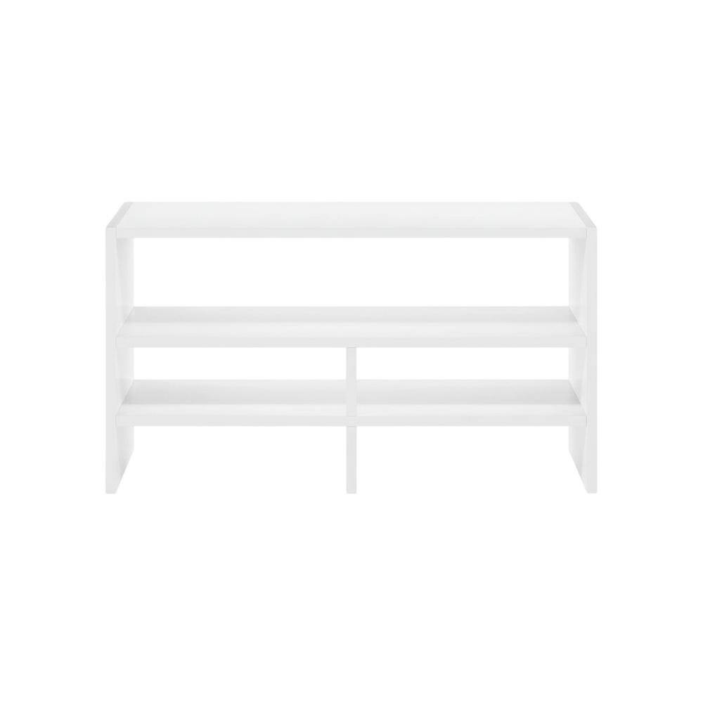 Back. FurniFact - White desk organizing shelf with multi-tier design and sturdy wood construction - White.