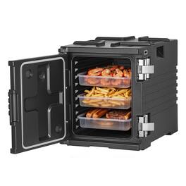 VEVOR - Insulated Food Pan Carrier, 82 Qt Non-Electrical Food Warmer, with Wheel & 304 Stainless Steel Latch, LLDPE Stackable - Black