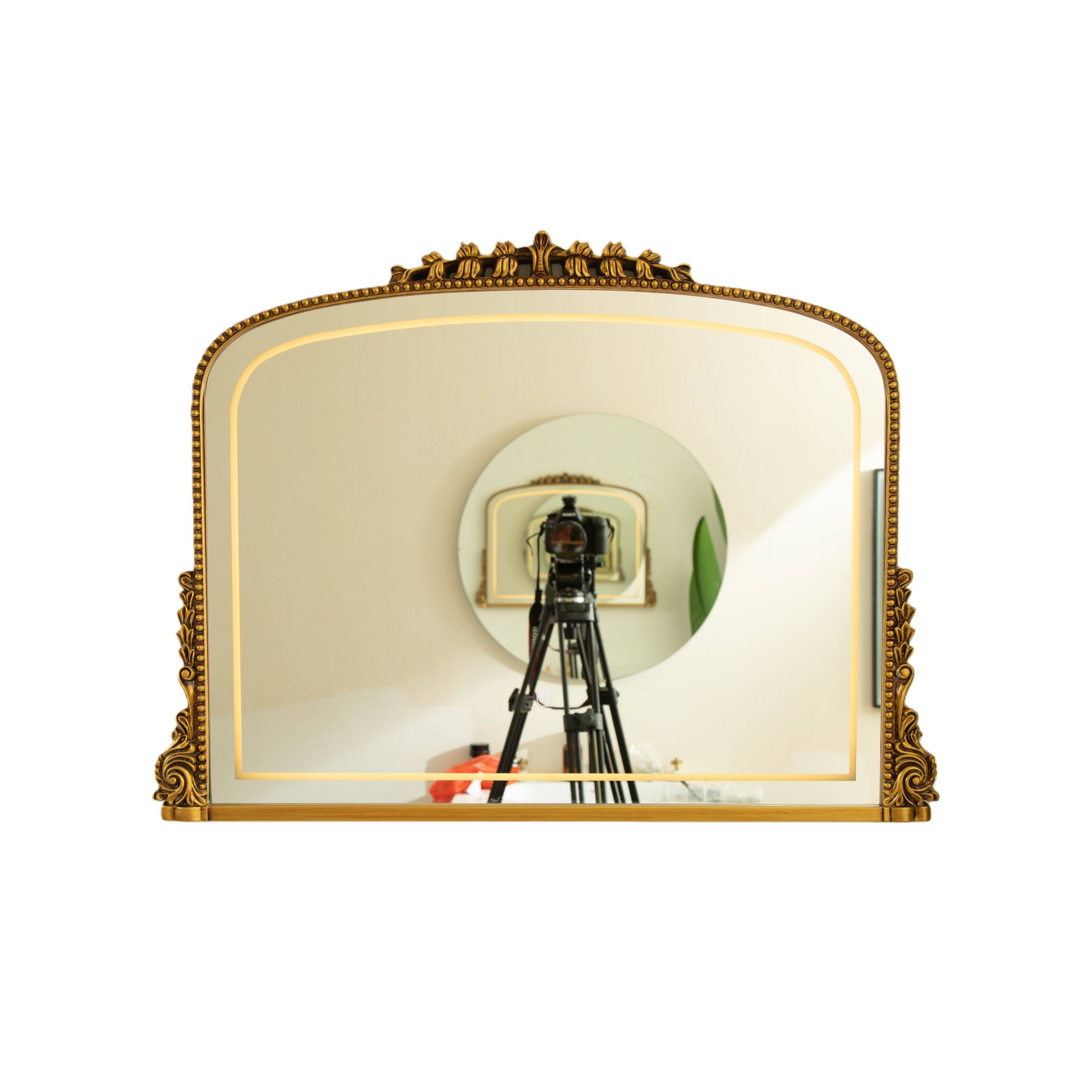 Front. TinyHomie - 35 Inch Velora Mirror Exquisite Retro style Irregular PU Art Decorative Mirror Three Color.