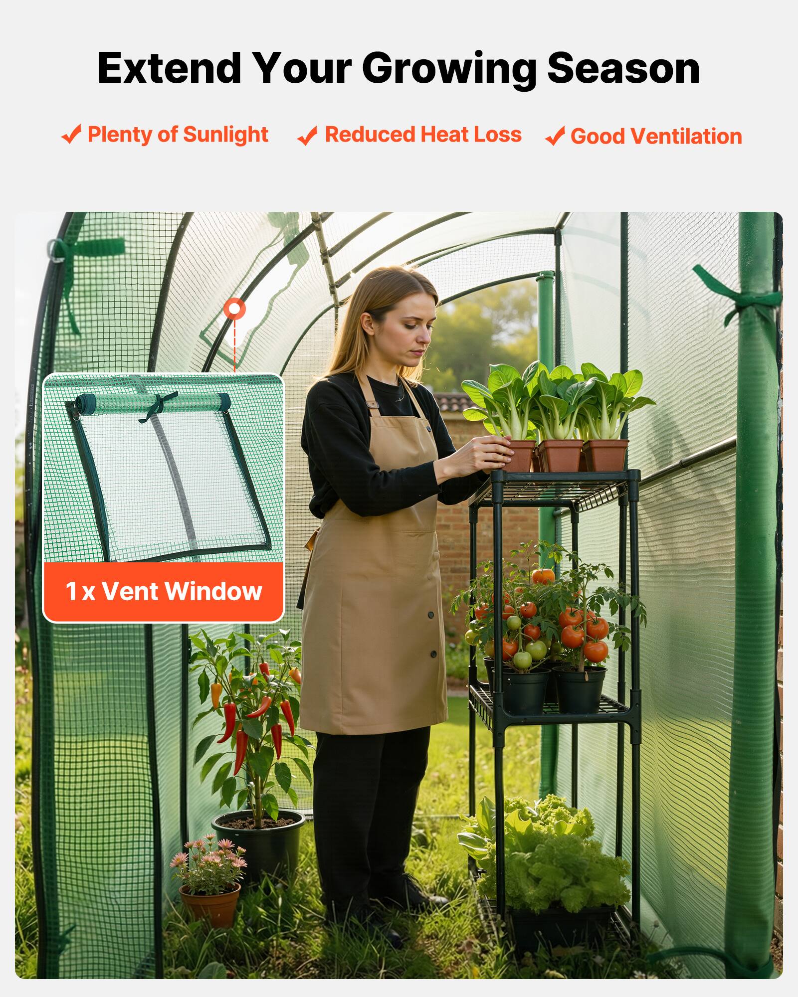Extend Your Growing Season

- Plenty of Sunlight
- Reduced Heat Loss
- Good Ventilation

1 x Vent Window