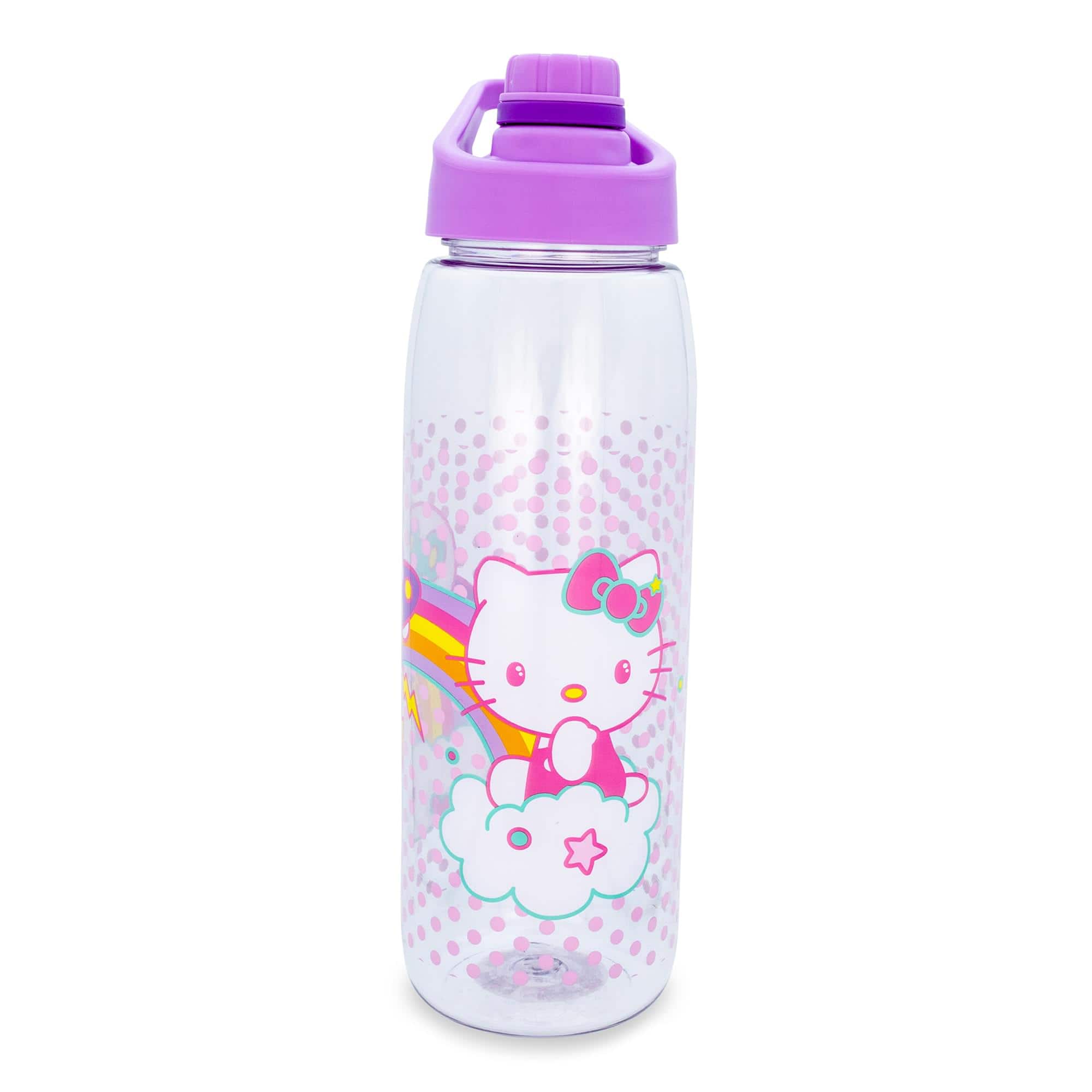 Silver Buffalo - Sanrio Hello Kitty and Joey Rainbow Plastic Water Bottle With Screw-Top Lid - Purple