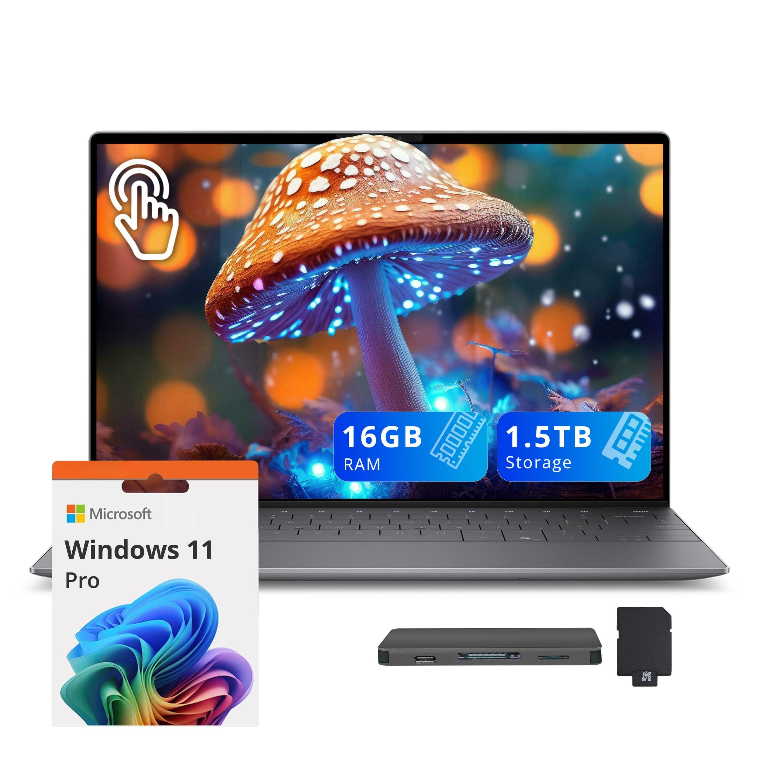 Dell - XPS 13.4" 3K Touch Laptop,Snapdragon X Elite X1E-80-100,16GB RAM,512GB SSD+1TB Dock Set,Backlit,Win 11 Pro - Graphite