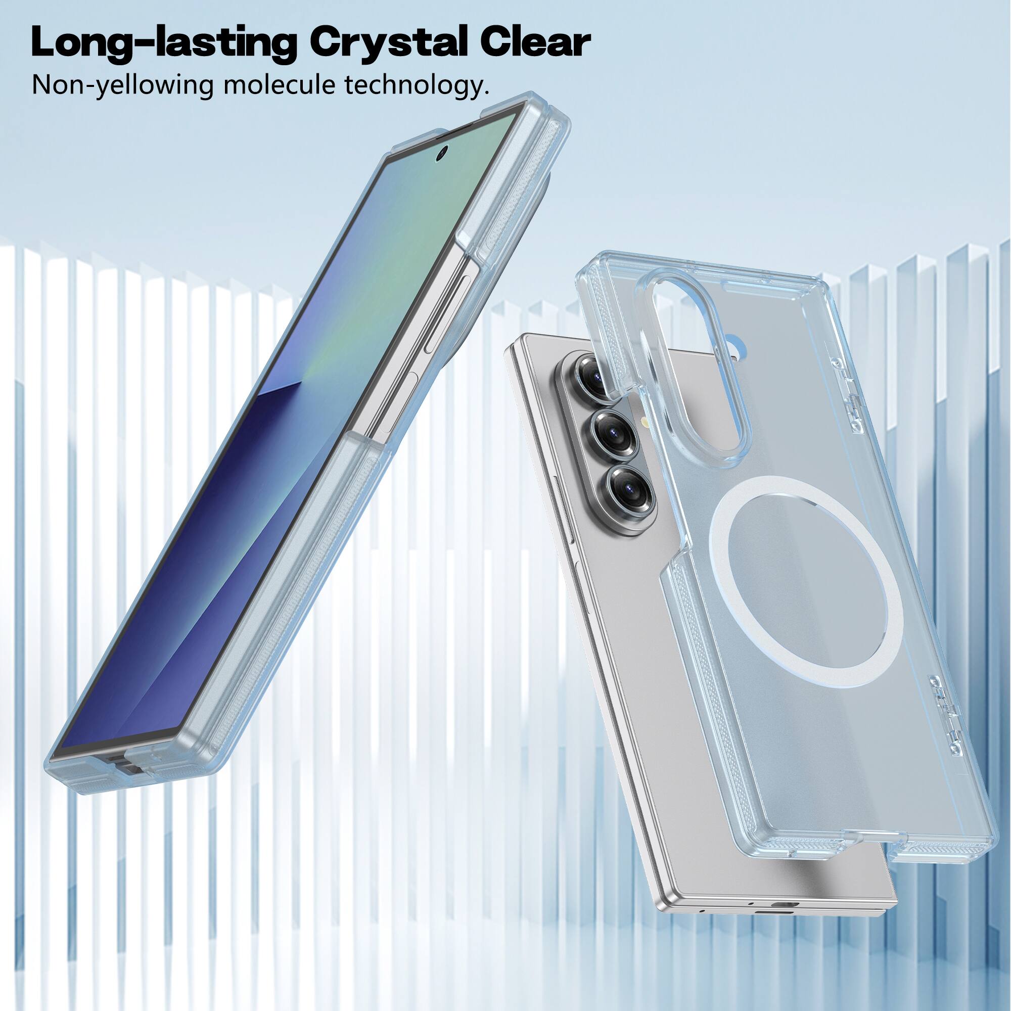 Long-lasting Crystal Clear  
Non-yellowing molecule technology.