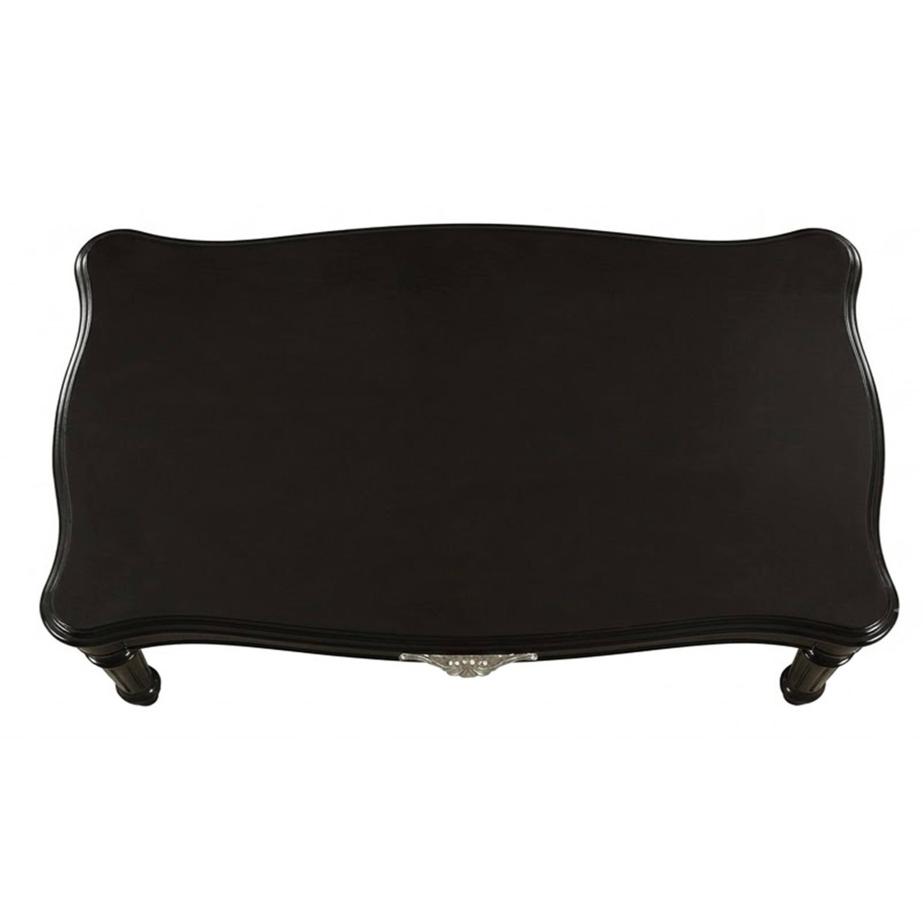 Alt View 1. Manhattan Lane - Traditional Rectangular Wooden Coffee Table with Scalloped Top - Black.