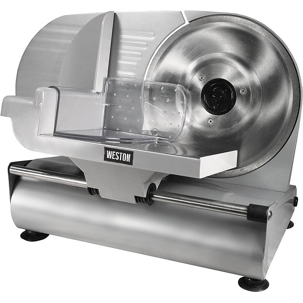 Left View: Weston - 9" Electric Food Slicer - Stainless Steel