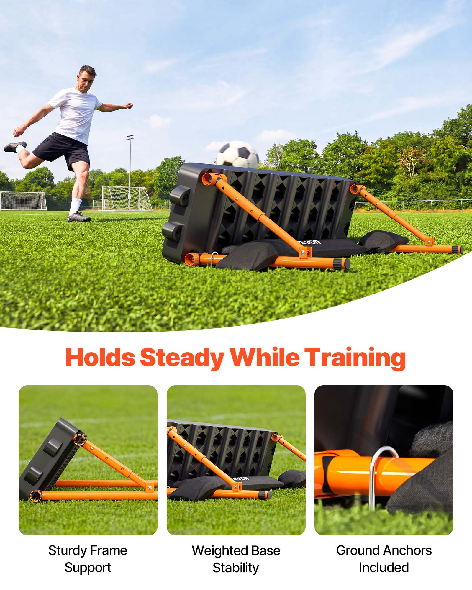 EVOR Holds Steady While Training  
Sturdy Frame Support  
Weighted Base Stability  
Ground Anchors Included