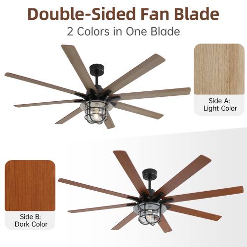 Double-Sided Fan Blade  
2 Colors in One Blade  
Side A: Light Color  
Side B: Dark Color
