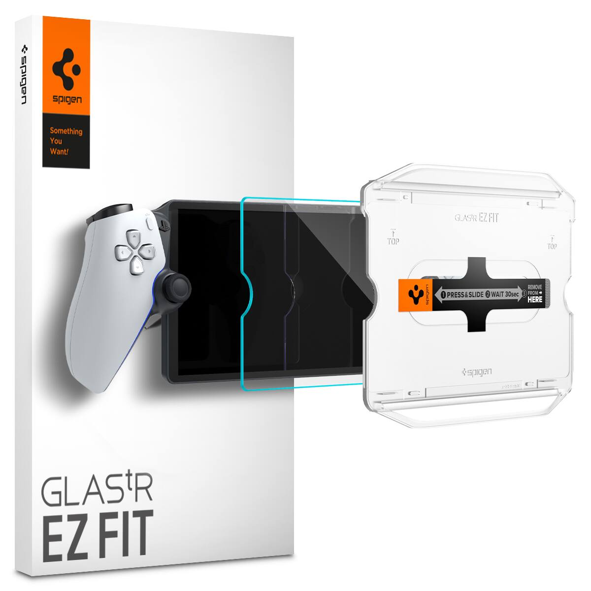 abids spigen Something You Want! C GLASR EZ FIT 1 TOP . 100 | PRESS&SLIDE WAIT 30sec RVE FIOM + HERE spigen cHna GLASTR EZ FIT