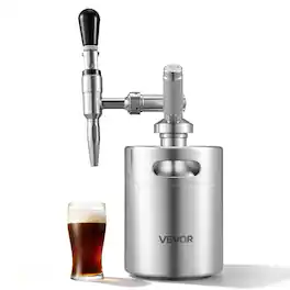 VEVOR - Nitro Cold Brew Coffee Maker 68 oz Nitrogen Dispenser System, Home Brew Coffee Keg, Portable Nitrogen Infuser - Silver