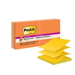 Post-it - Super Sticky Pop-up Notes, 3" x 3", Energy Boost Collection, 90 Sheet/Pad, 6 Pads/Pack - Blue/Orange/Pink/Yellow/Lime