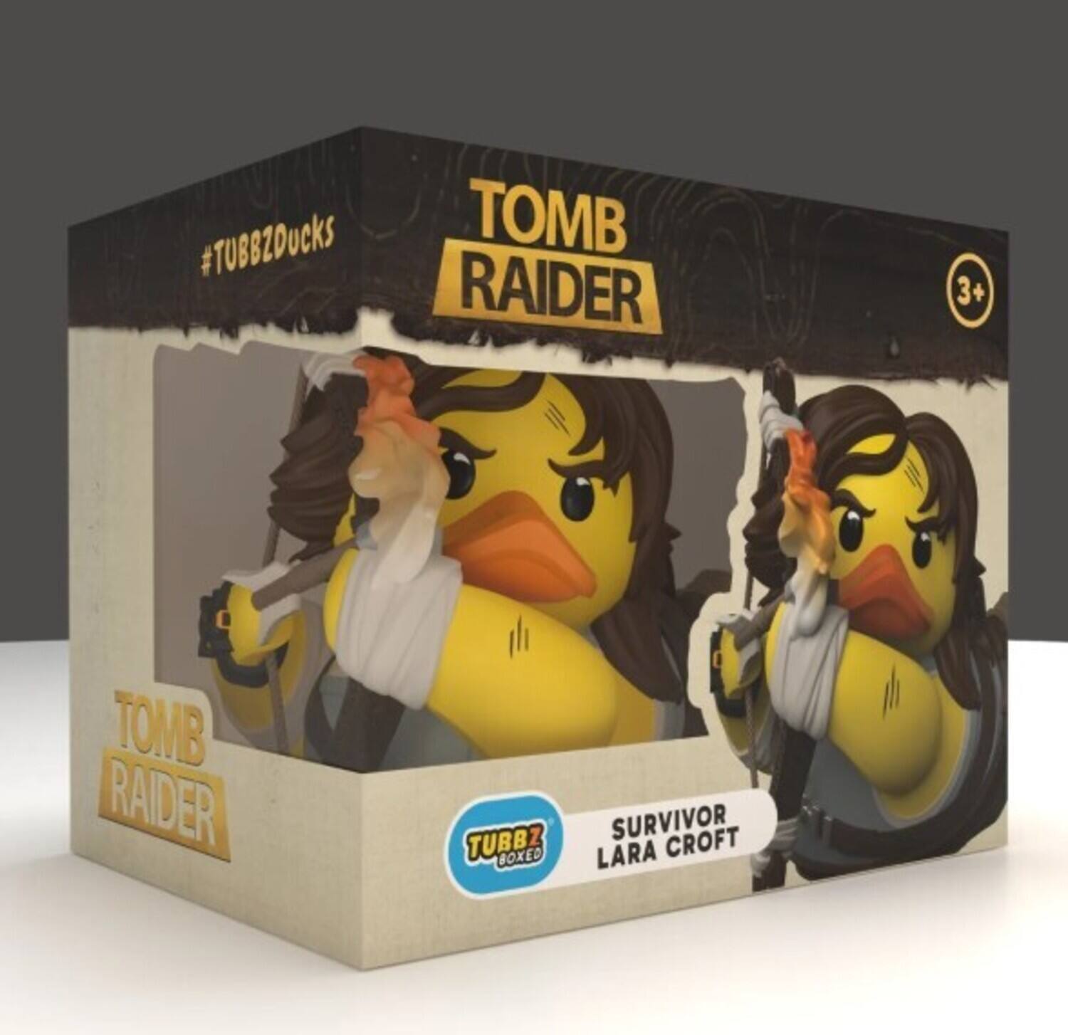 #TUBBZDucks  
TOMB RAIDER  
3+  
TOMB RAIDER  
TUBBZ BOXED  
SURVIVOR LARA CROFT