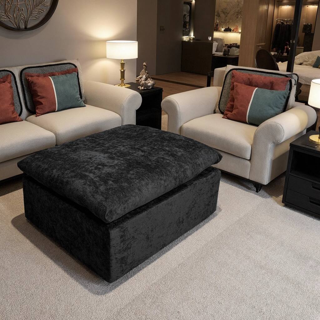 Alt View 2. Roomtec - Modular Ottoman  for Living Room - Black.