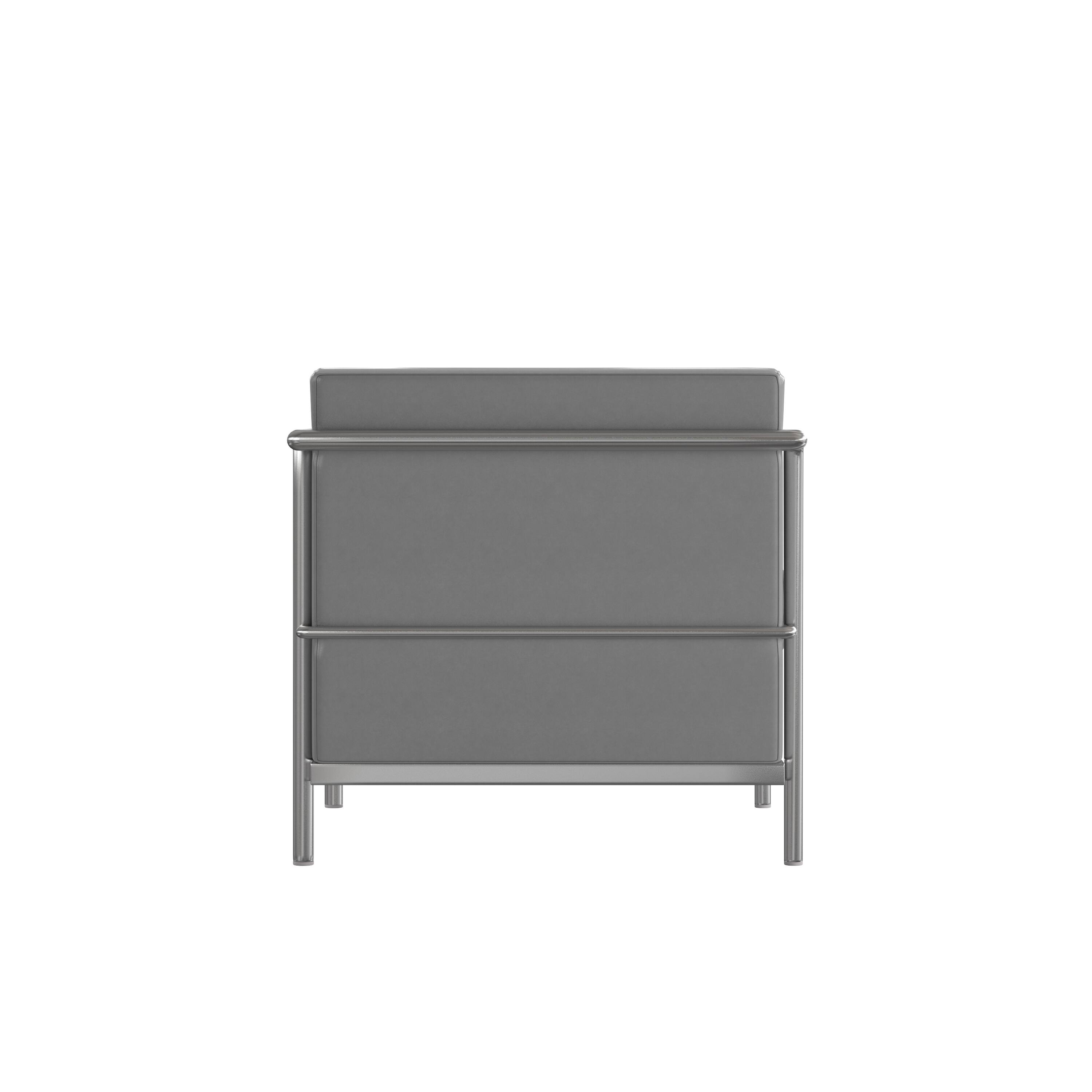 Alt View 6. Emma + Oliver - Contemporary LeatherSoft Chair with Double Bar Encasing Frame - Gray.