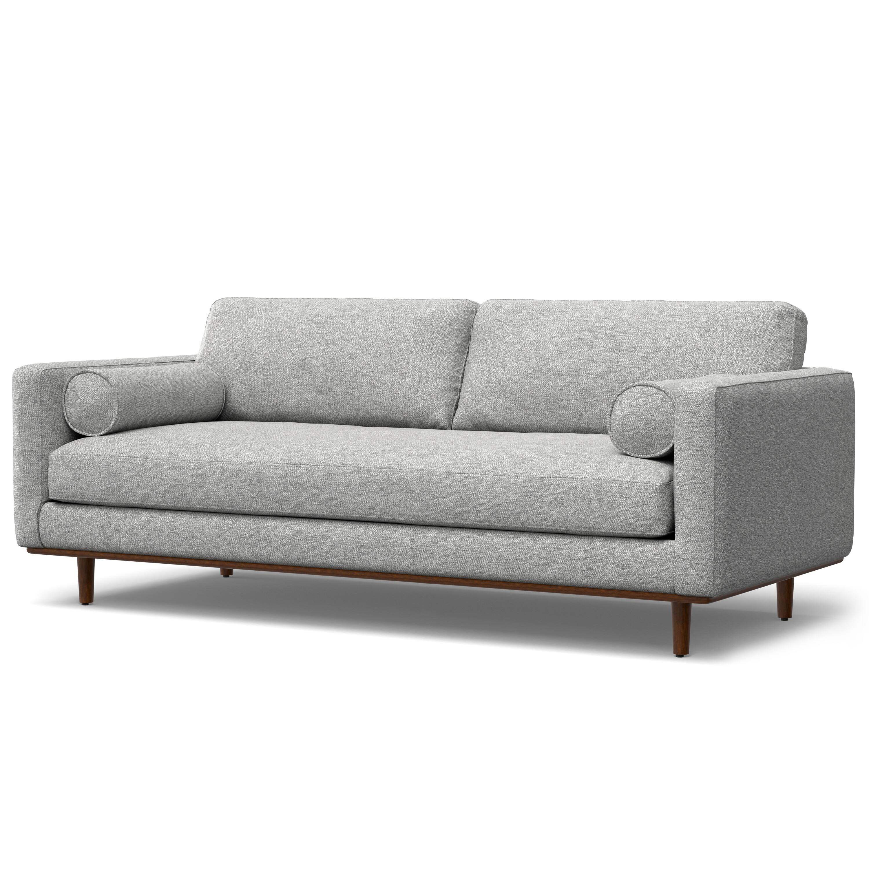 Alt View 5. Simpli Home - Morrison 89 inch Wide Mid-Century Modern Sofa in Mist Grey Woven-Blend Fabric - Mist Grey.
