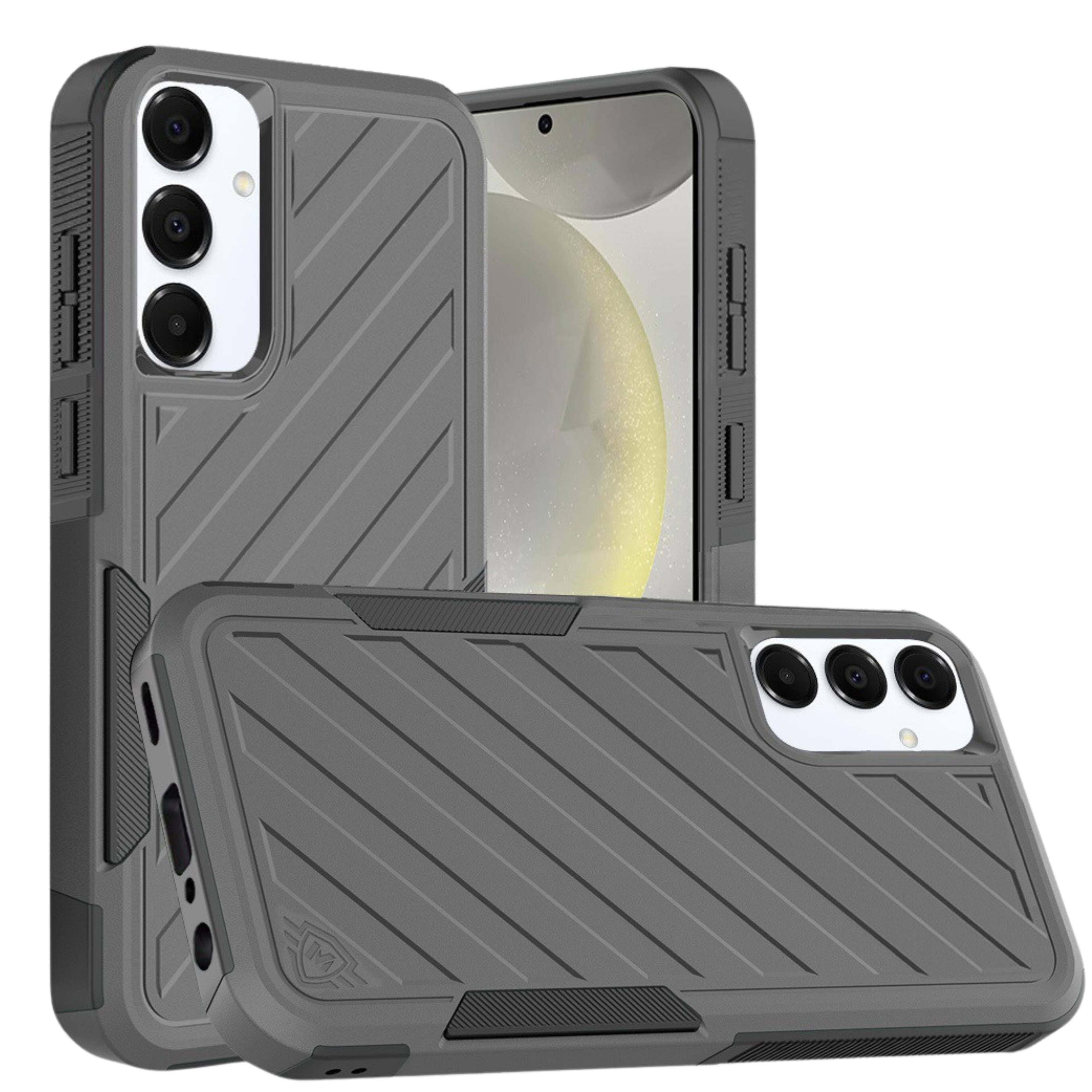 Front. Kitcheniva - Shockproof Dual Layer Lined Cover Plus Tempered Glass For Samsung S25/S24 Grey/Black - Gray.