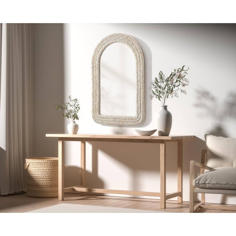 Alt View 2. Elegant Decor - Arch Cornhusk Mirror 24x36 in Linen White - Linen White.