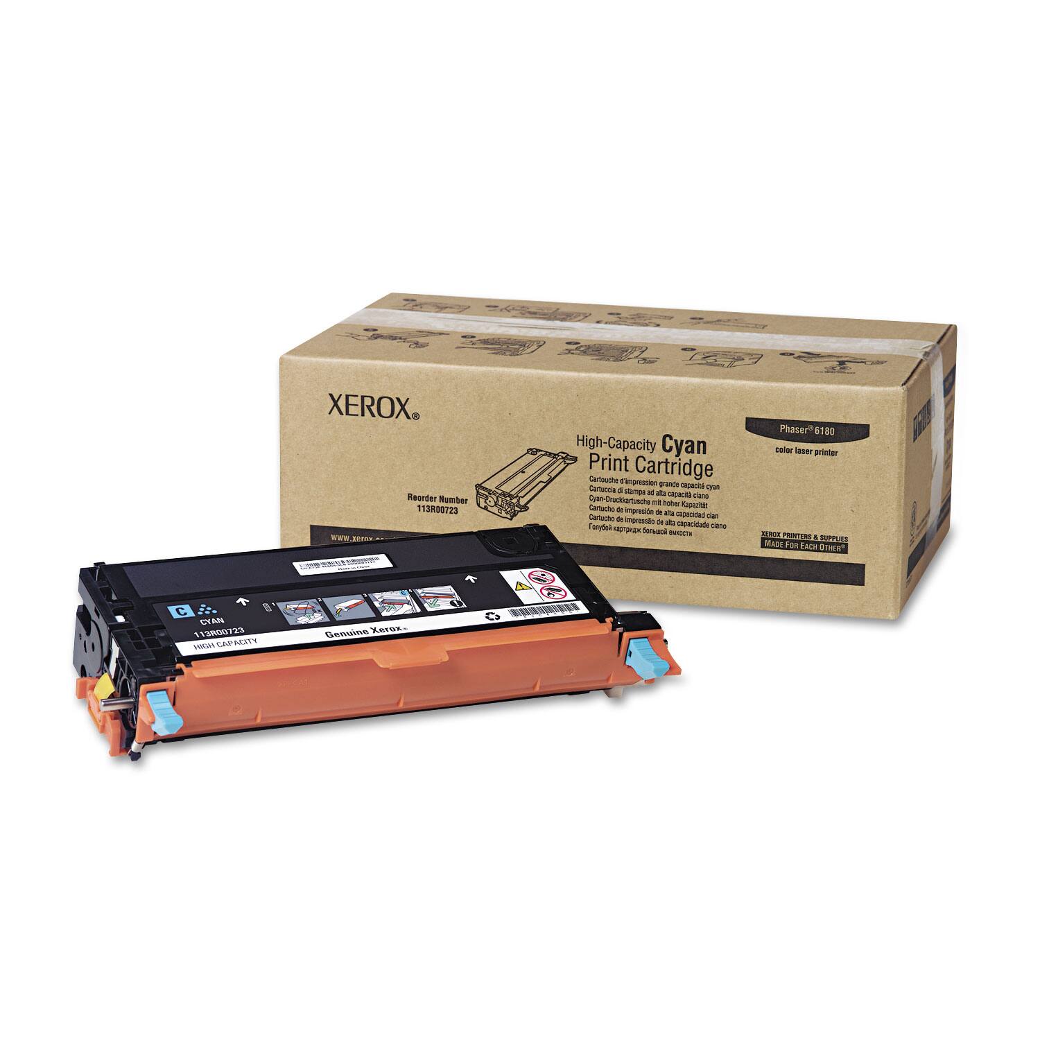 - Xerox Reorder Number 113800729
- High-Capacity Cyan Print Cartridge
- Phaser 6180 color laser printer
- Genuine Xerox
- High Capacity
- Cyan
- 113800729
- Made in China