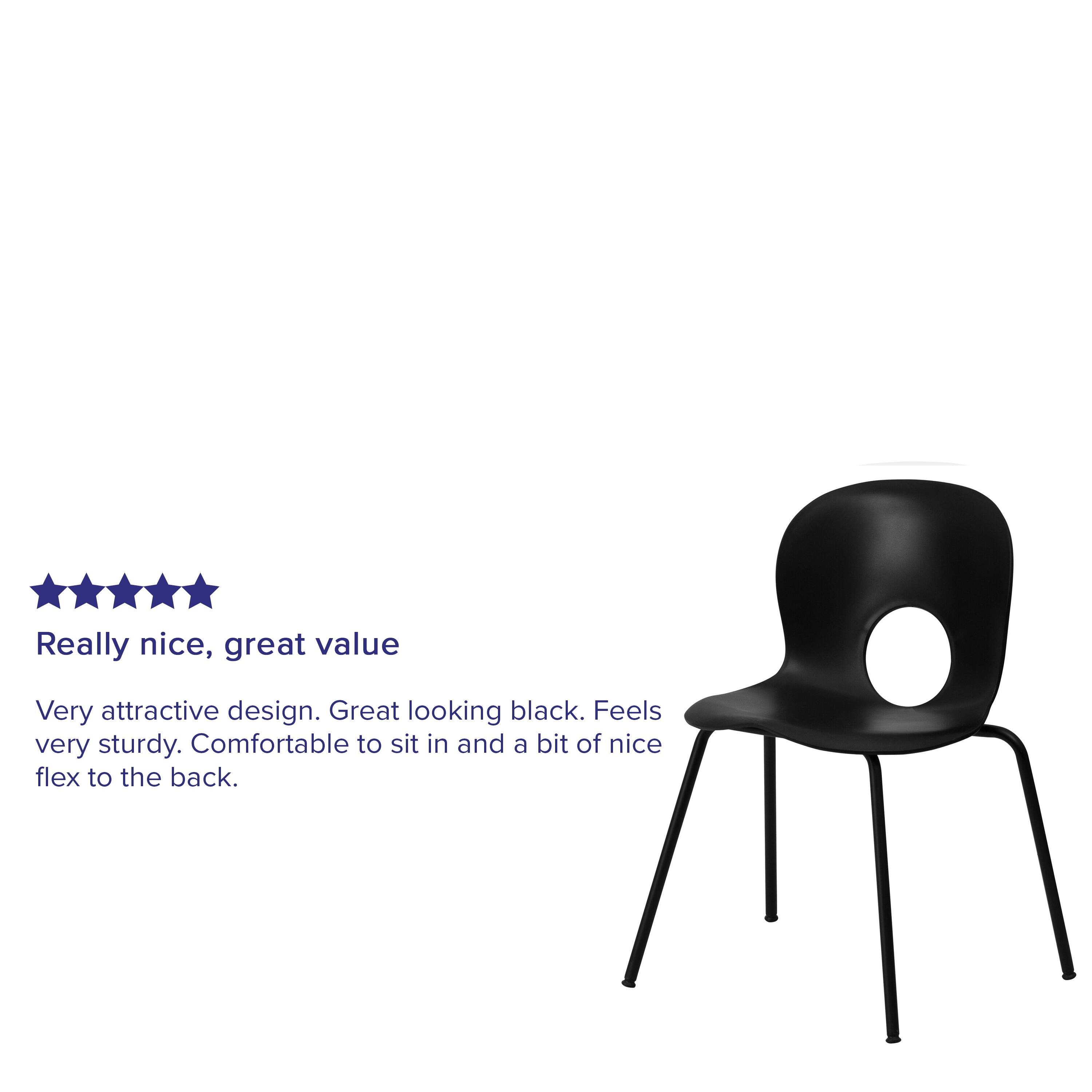 Really nice, great value

Very attractive design. Great looking black. Feels very sturdy. Comfortable to sit in and a bit of nice flex to the back.