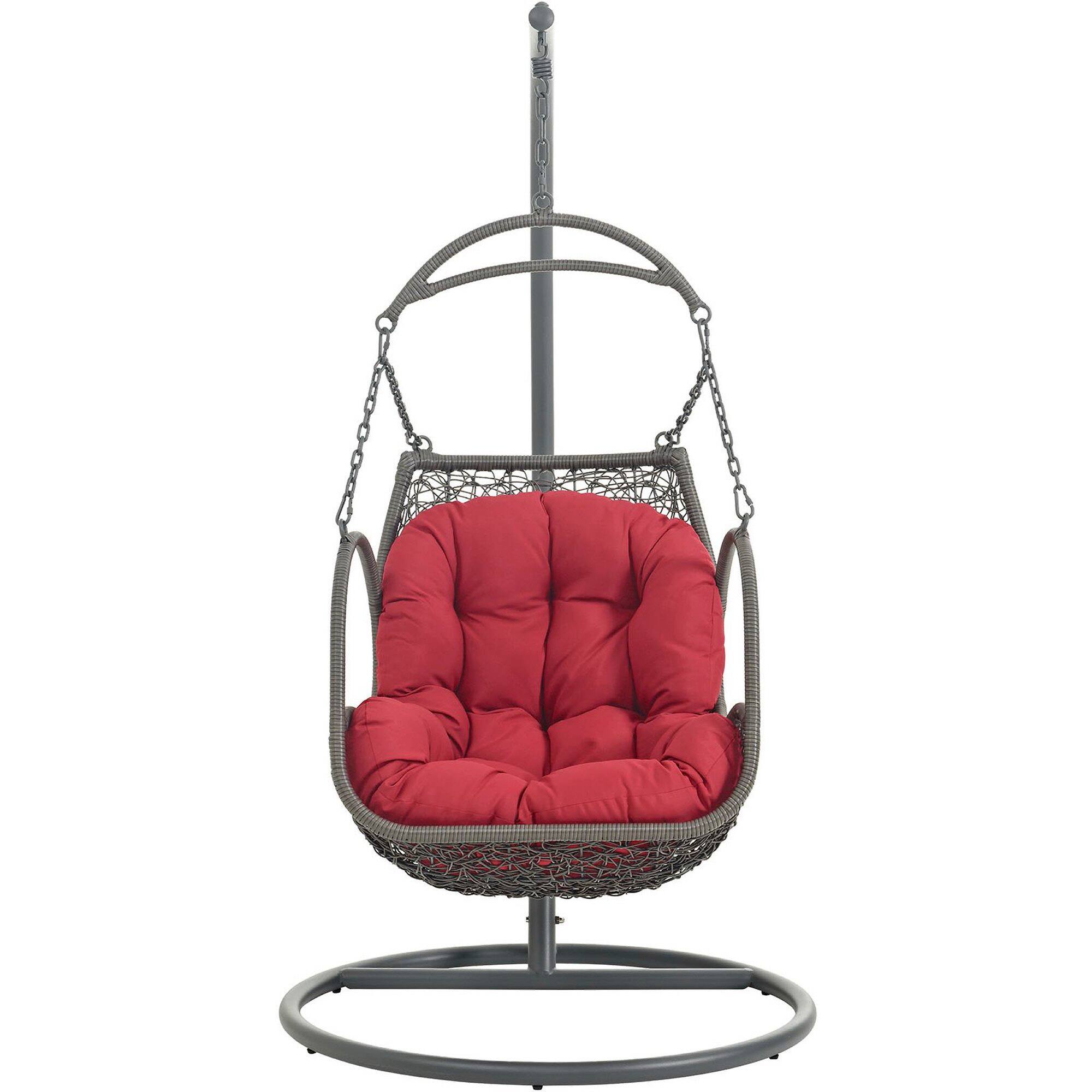 Angle. Modway - Arbor Outdoor Patio Wood Swing Chair by Modway - Red.