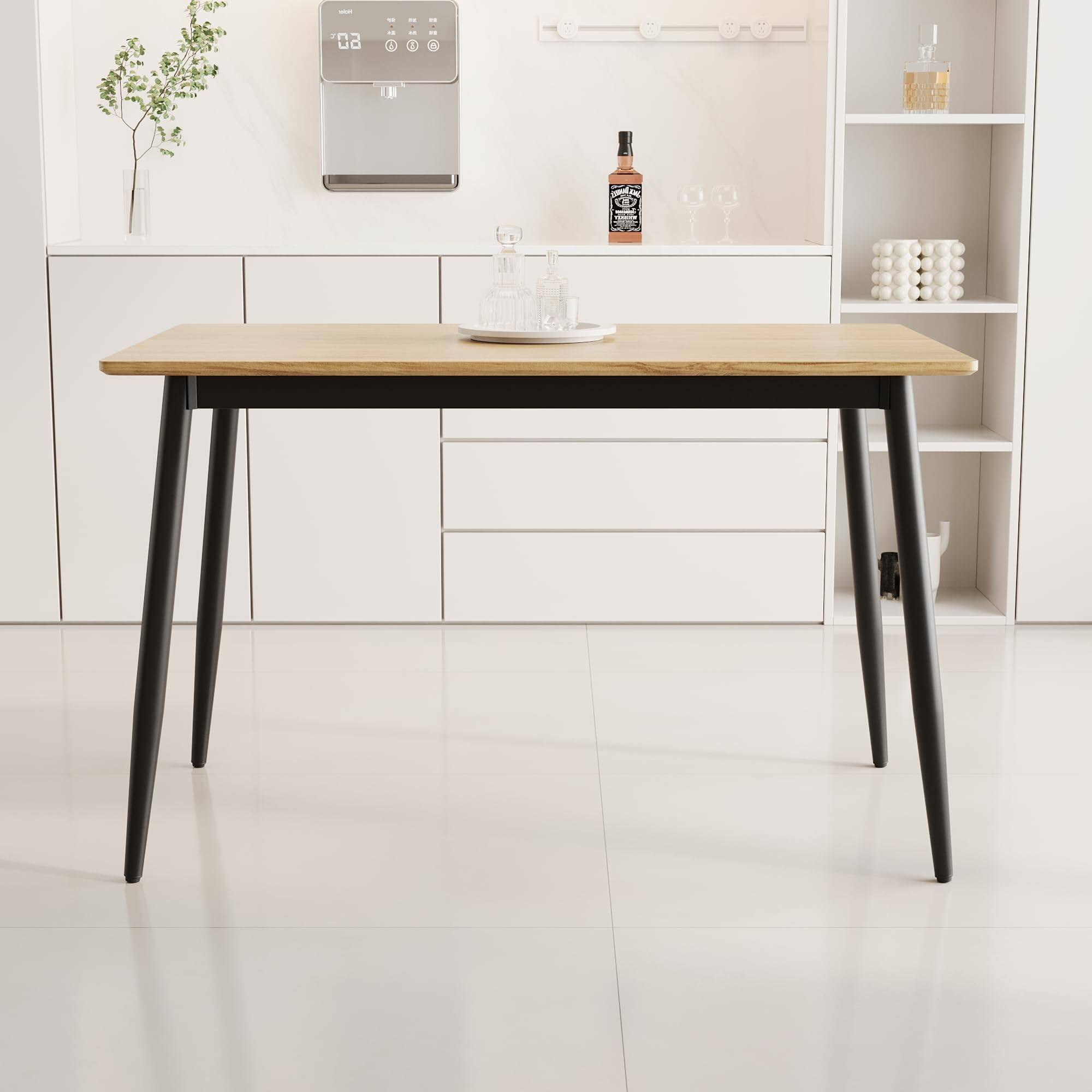Alt View 6. Ecooso - Modern MDF grain tabletop dining table, stylish dining table, sturdy and durable, easy to assemble， for 4-6 people - Wood.