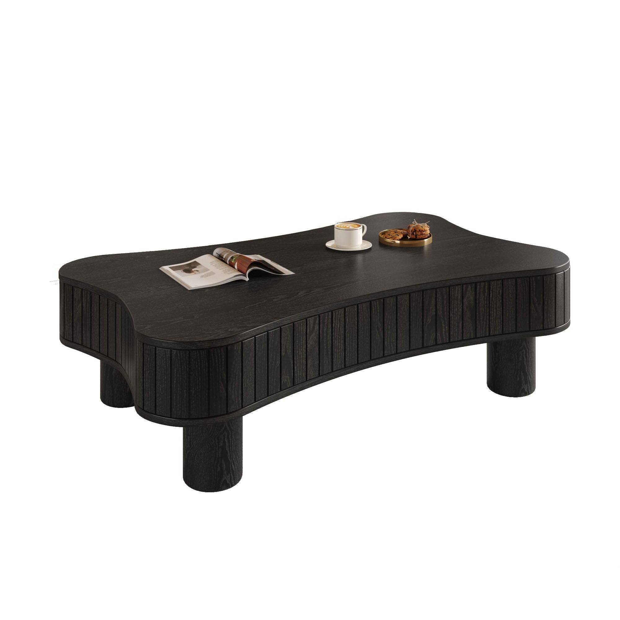 Angle. Boyel Living - Lift Top Coffee Table with Hidden Storage Fluted Panel - Black.
