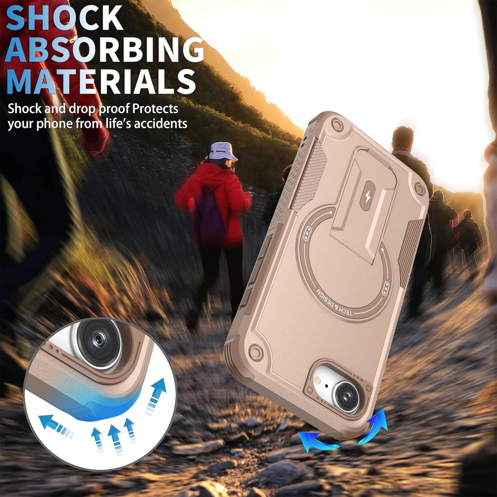 SHOCK ABSORBING MATERIALS  
Shock and drop proof Protects your phone from life's accidents  

DESIGN g+ TECH