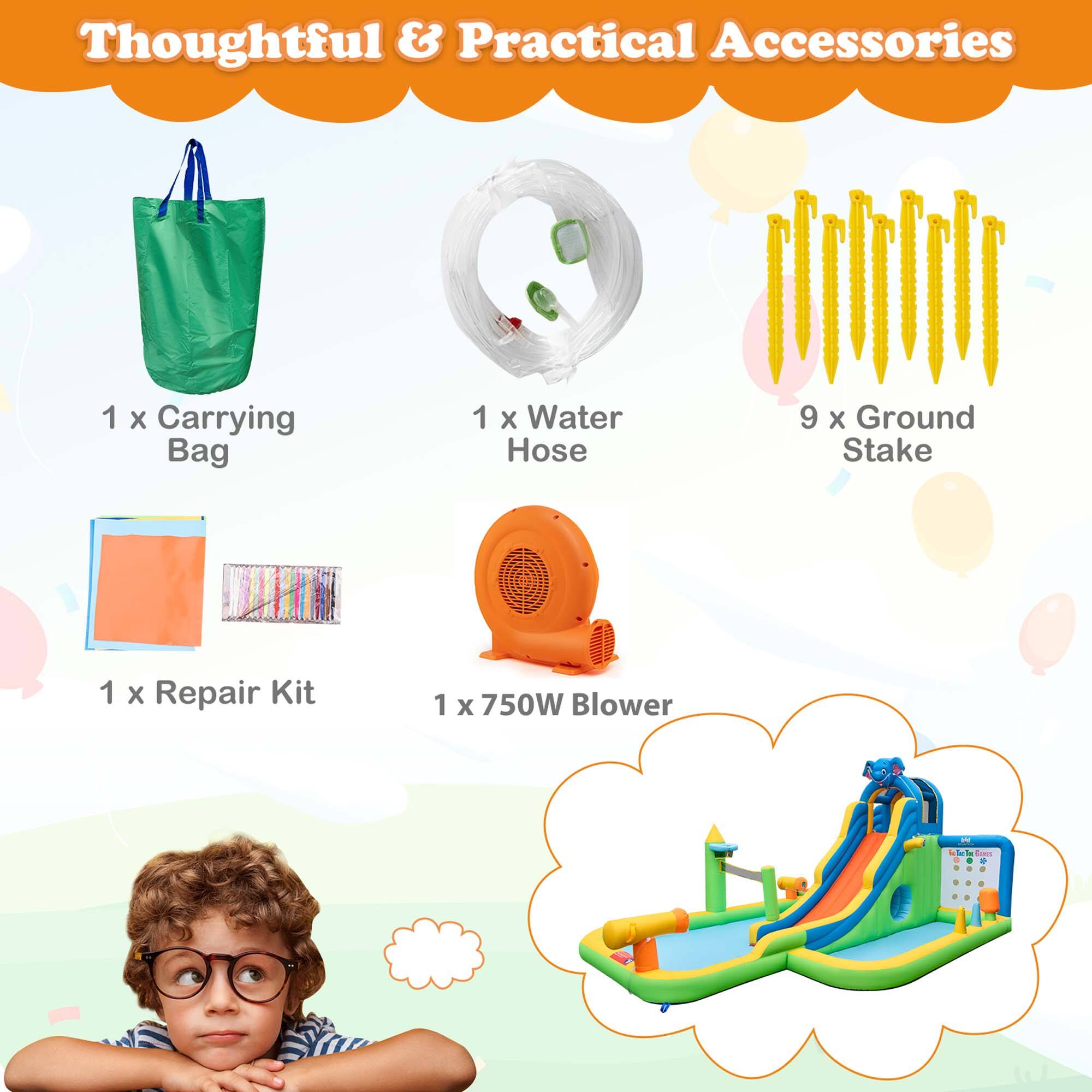 Thoughtful & Practical Accessories

1 x Carrying Bag  
1 x Water Hose  
9 x Ground Stake  
1 x Repair Kit  
1 x 750W Blower
