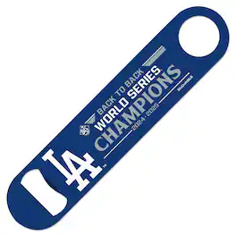 WinCraft - Los Angeles Dodgers Back-To-Back World Series Champions Double-Sided Bottle Opener Tool - Multicolor