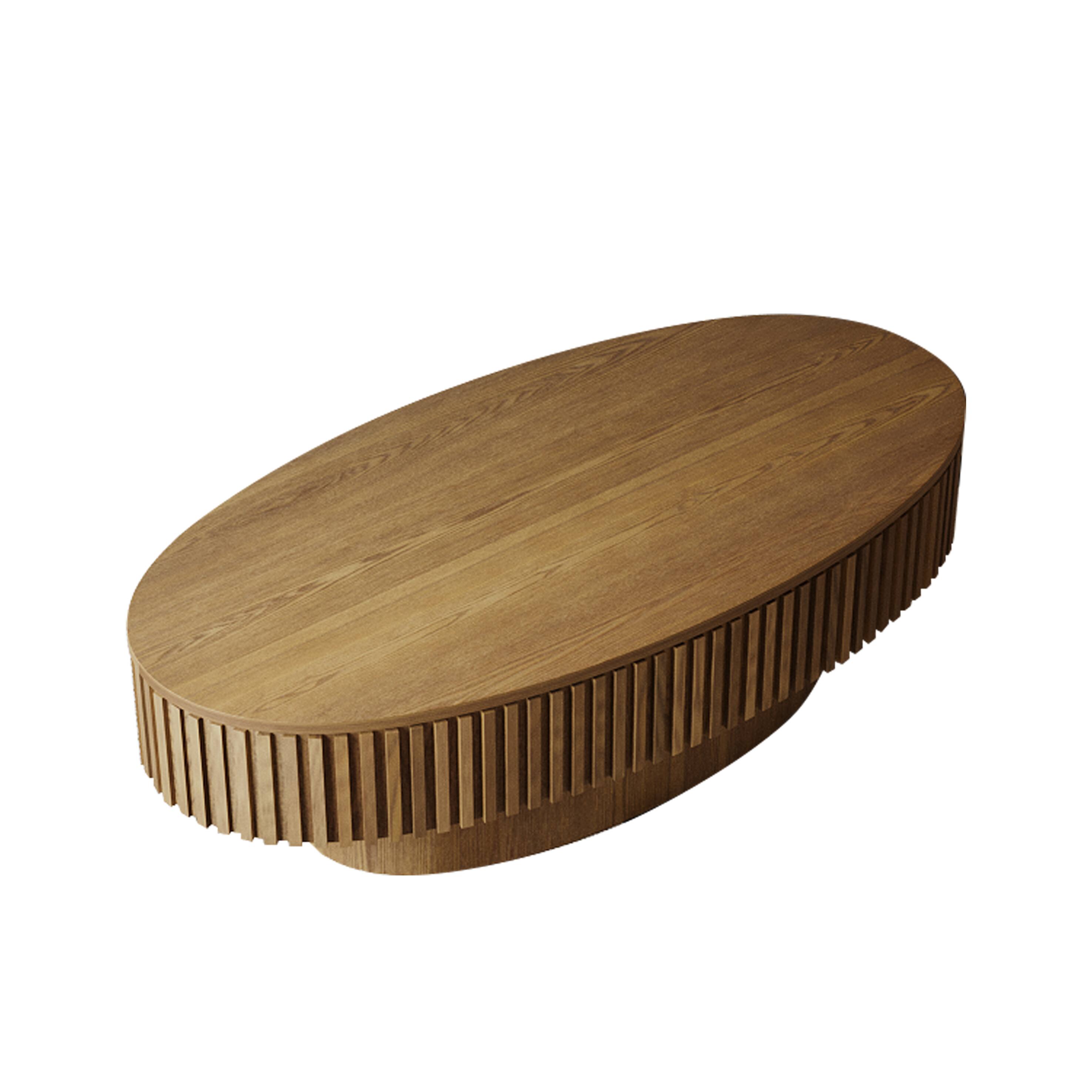 Alt View 9. Loheer - Loheer 47 Inch Oval Wood Coffee Table with Storage Brown Modern Solid Wood Veneer Center Table for Living Room - Brown.