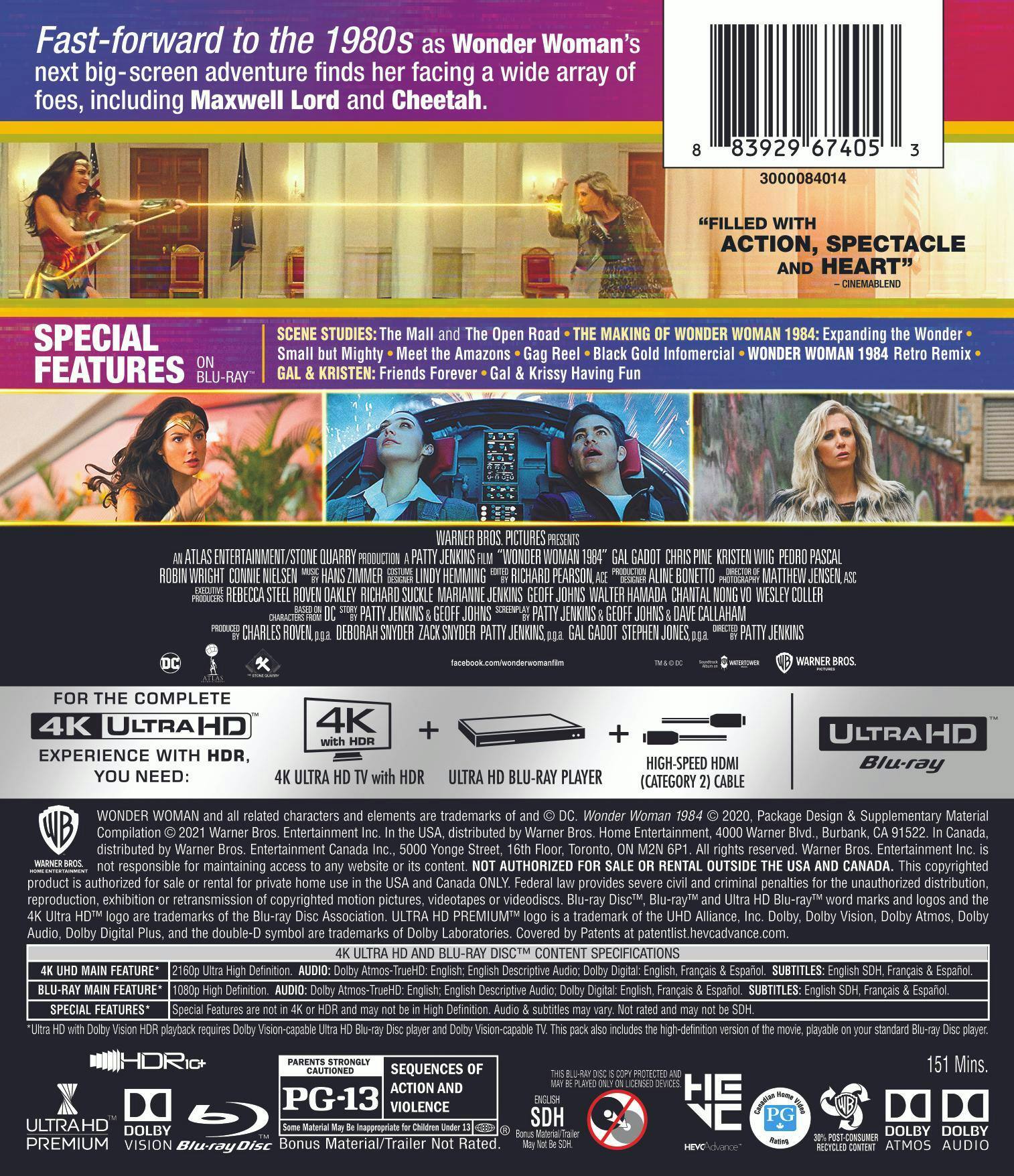 Back. Wonder Woman 1984   - 4K Blu-Ray.